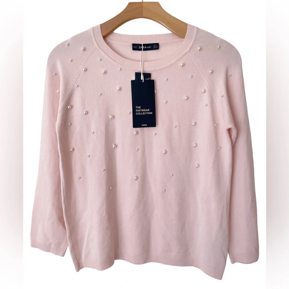 ZARA Knitwear Collection Pink Pullover Top